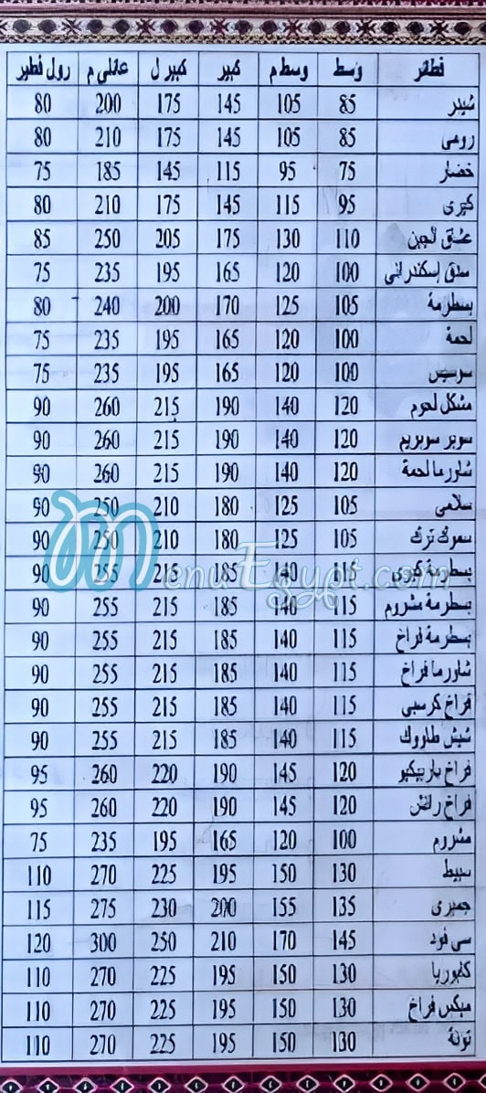 Afandena Alex menu 2