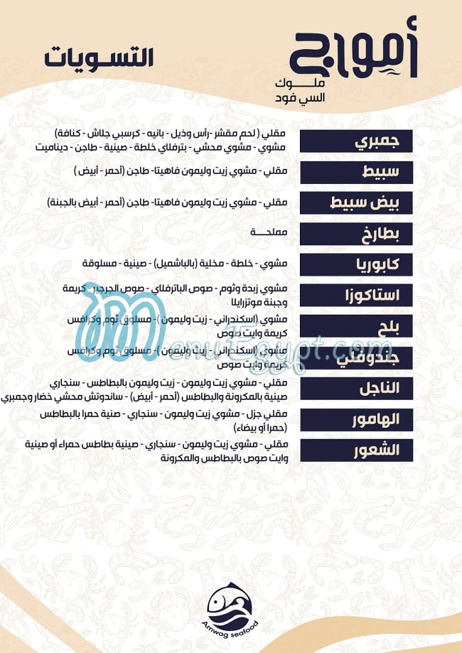 Amwag Seafood Tanta menu 17