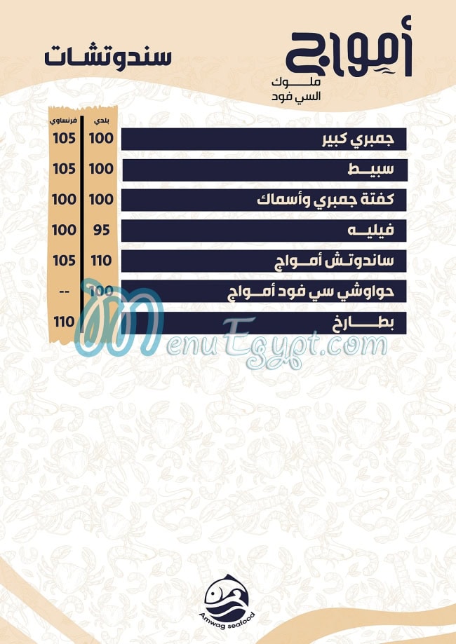 Amwag Seafood Tanta menu 8