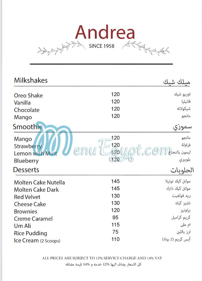 Andrea menu 8