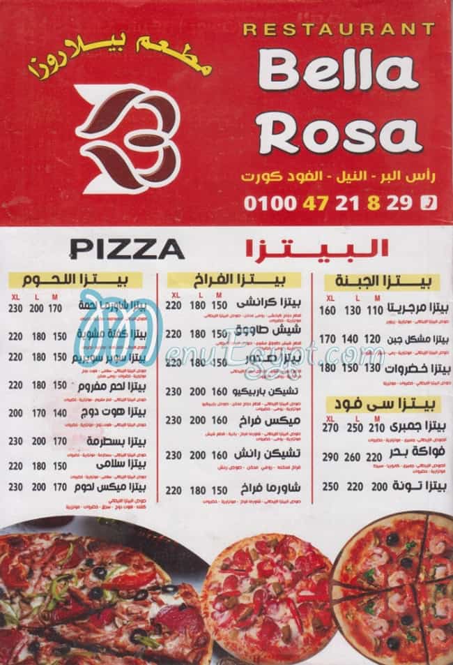 Bella Rose menu 1