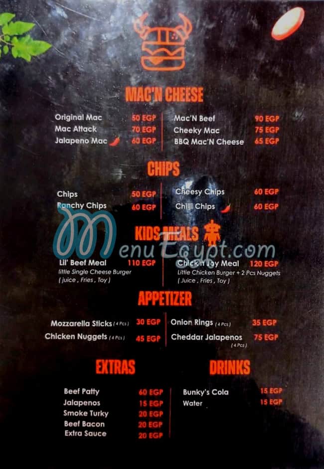 Bunkys Burger menu 2