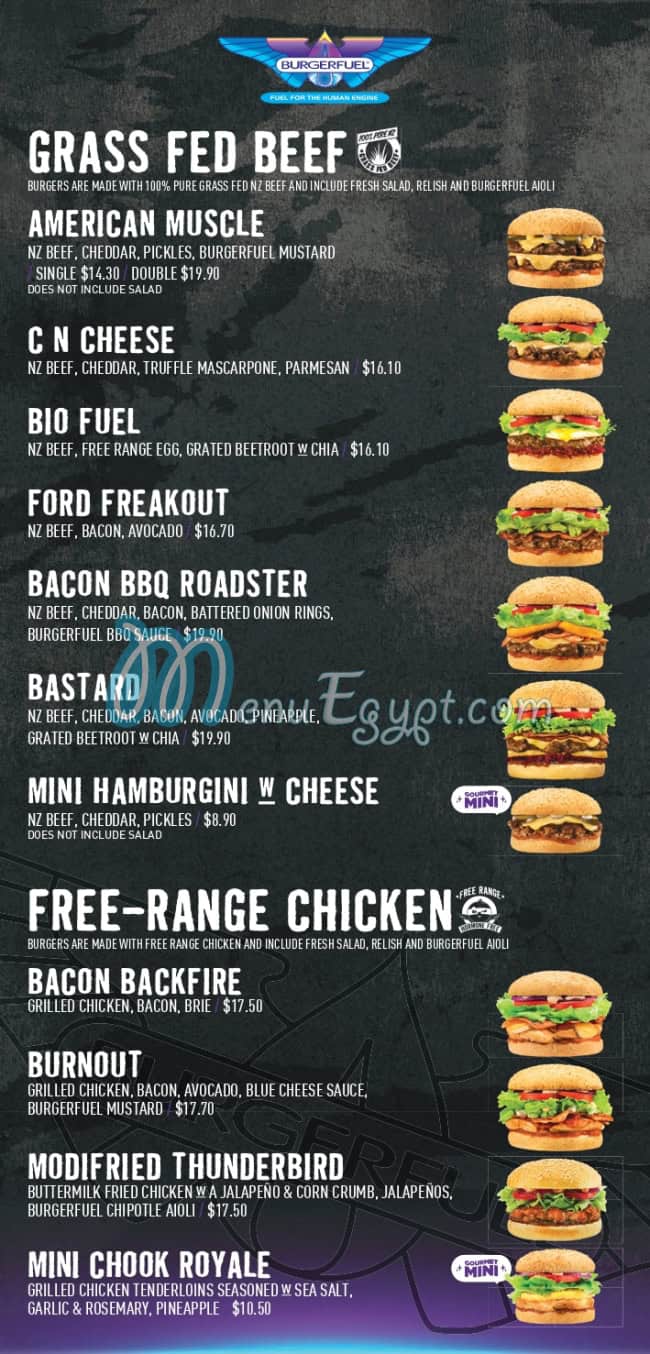 Burger Fuel menu 1