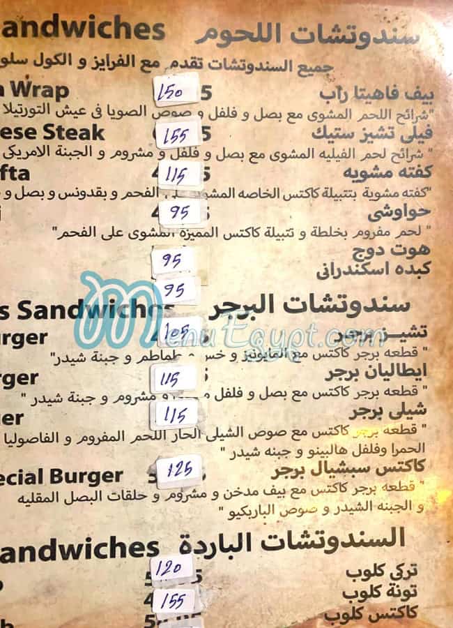 Cactus Restaurant And Cafe Cafe menu 1