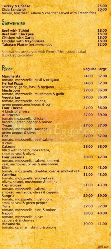 Cafe Tabasco Cafe menu 4