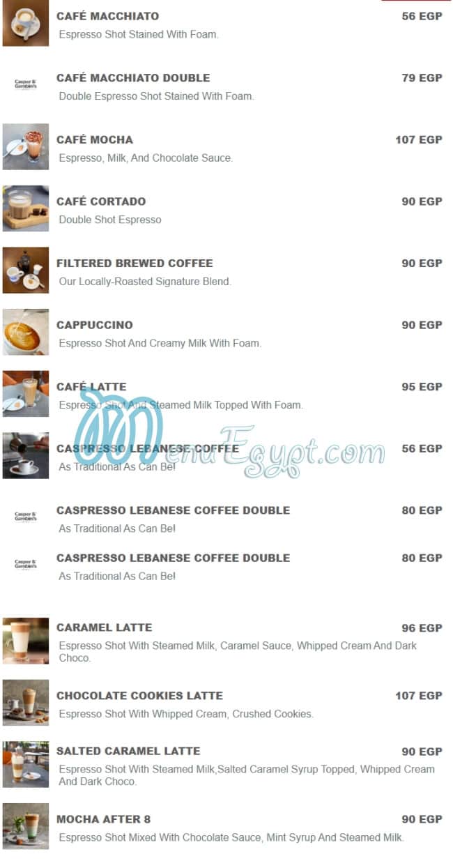 Casper&Gambinis menu 15