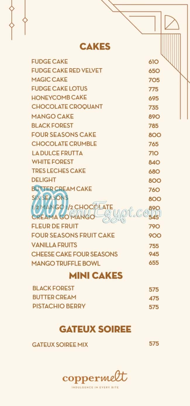 Coppermelt menu 1