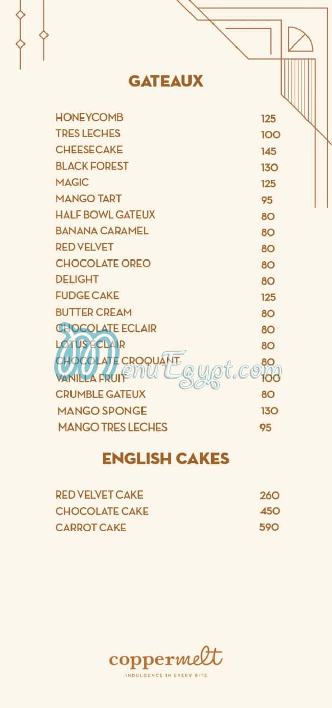 Coppermelt menu 2