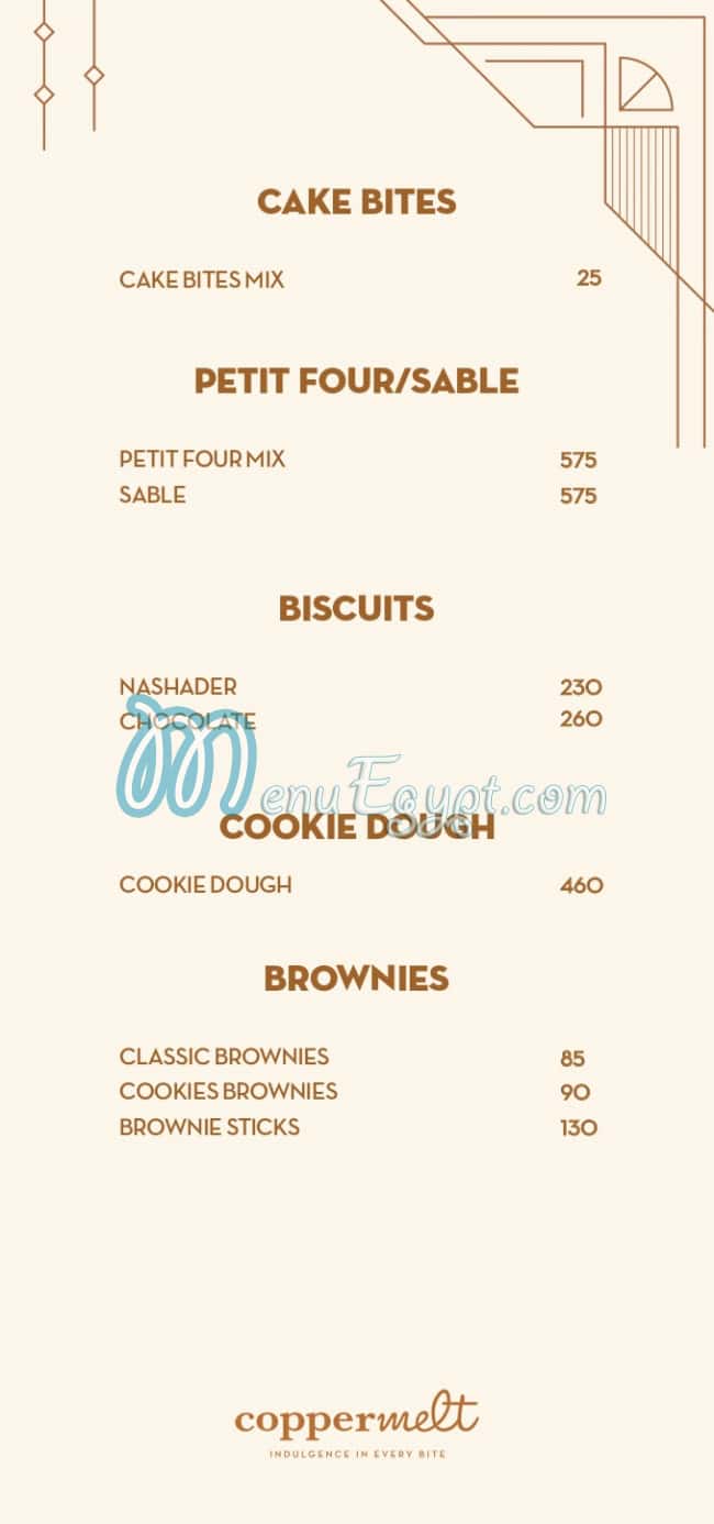 Coppermelt menu 3