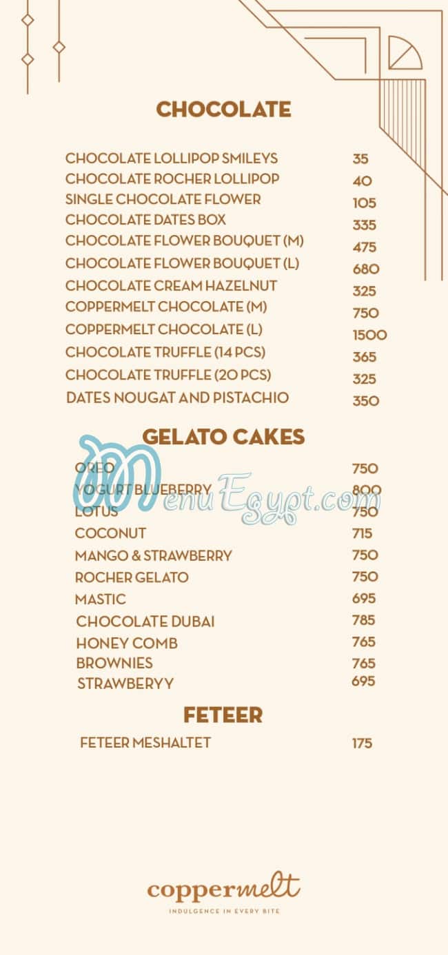 Coppermelt menu 5
