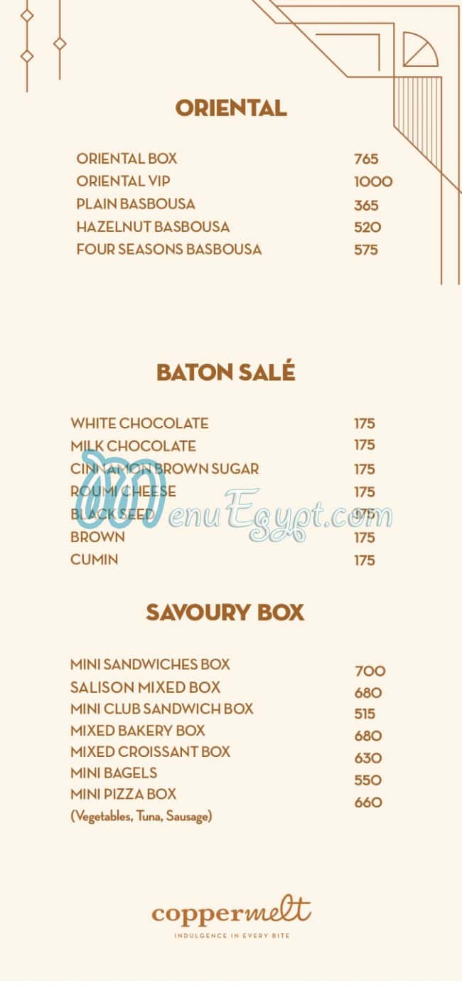 Coppermelt menu 6