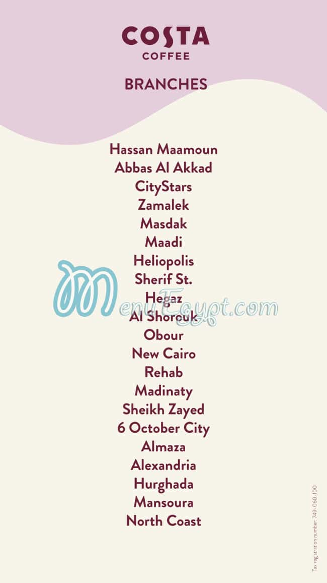 Costa Coffee Cafe menu 20