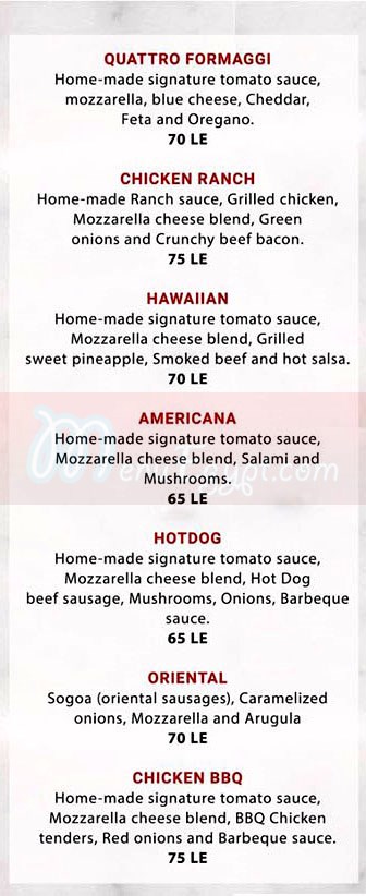منيو كراست بيتزا صفحة 6 - الأسعار