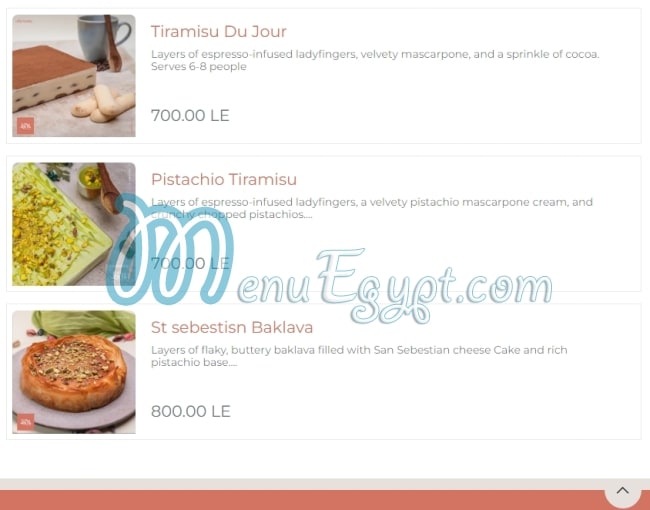 Dessert Du Jour menu 1