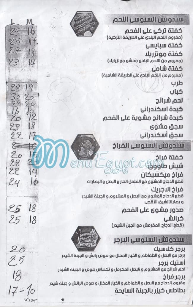 El Sonosy 3la El Fa7m menu 3