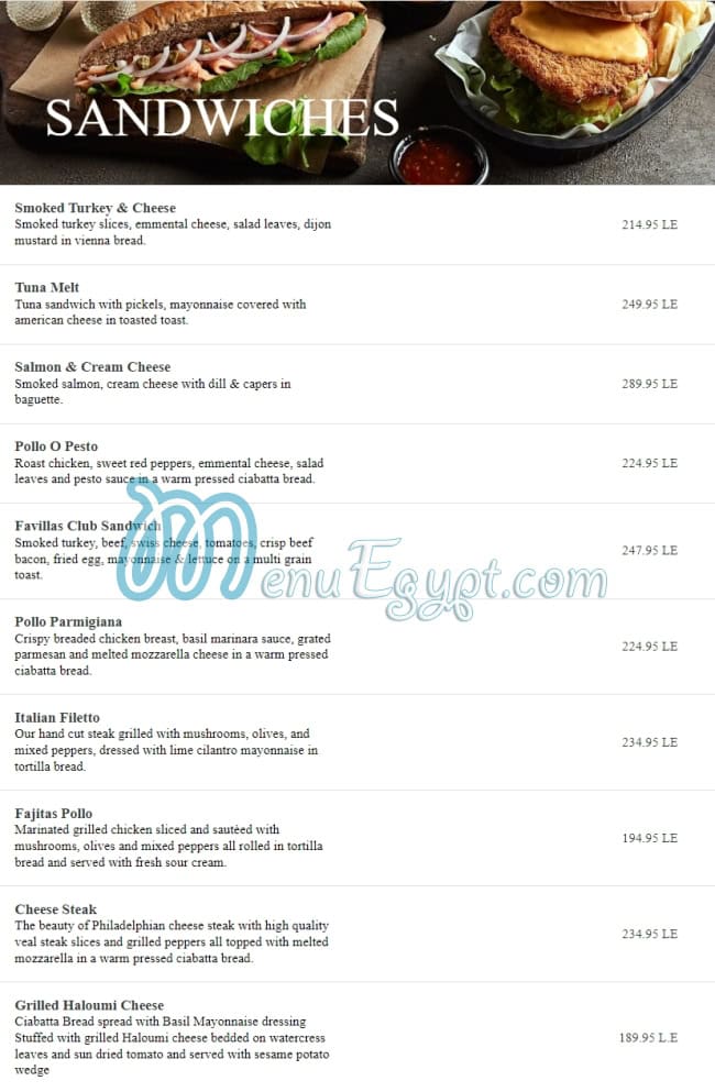 Favilla Lounge menu 2