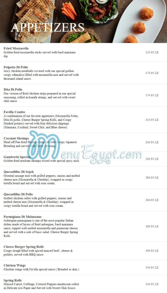 Favilla Lounge menu 5