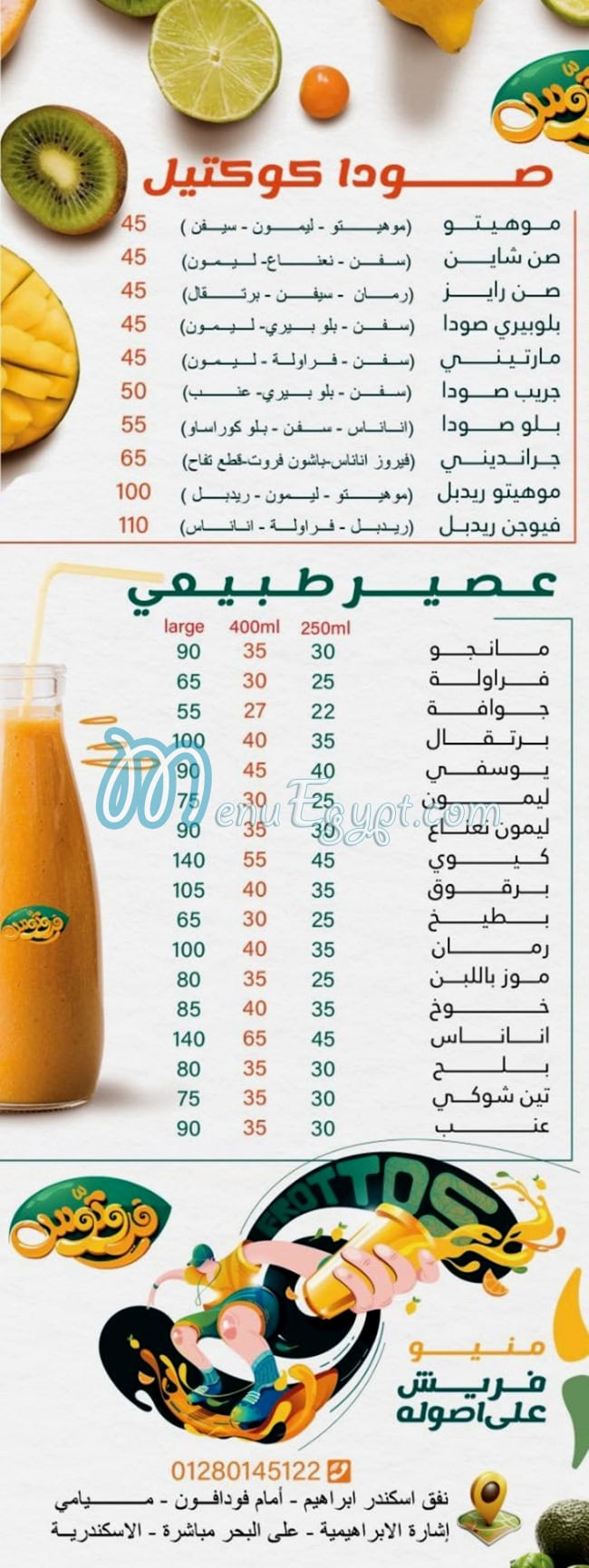 Frottos Drinks menu 1