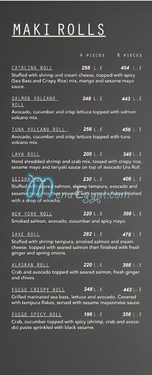 Fuego Grill and Sushi Bar menu 15