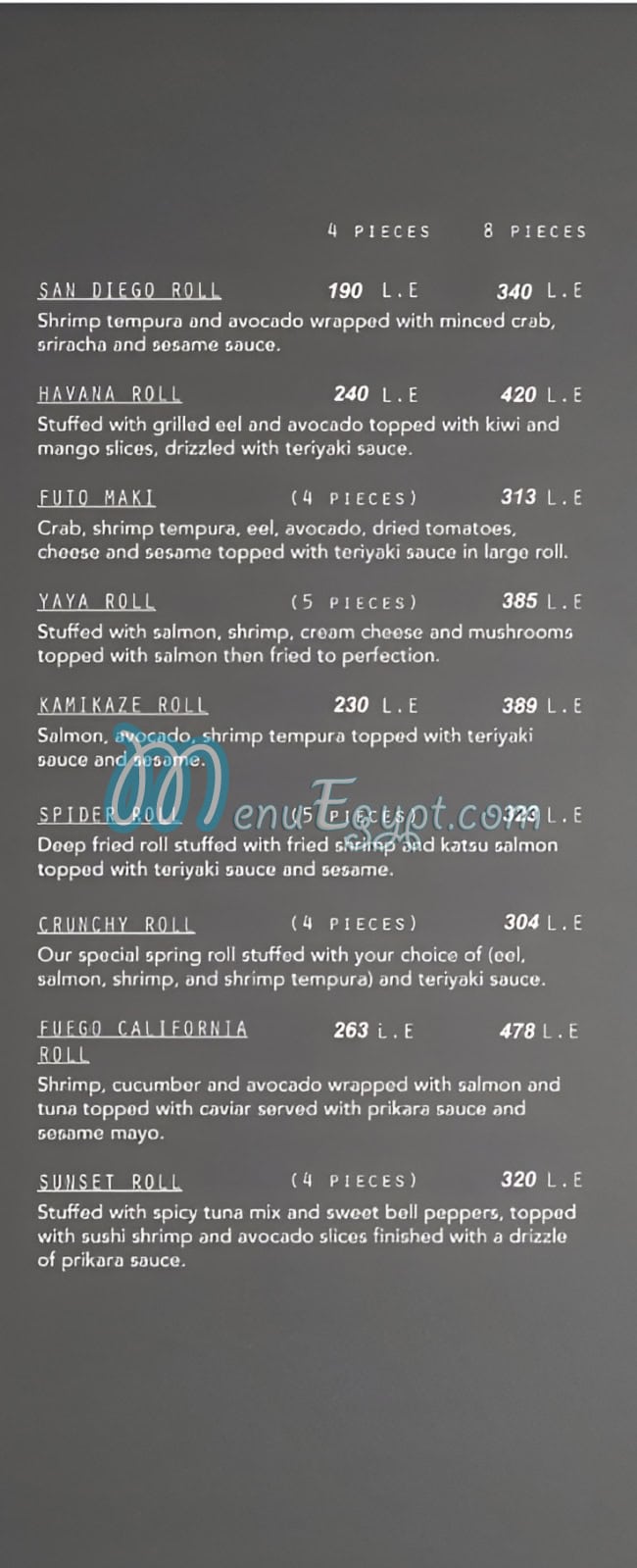 Fuego Grill and Sushi Bar menu 16