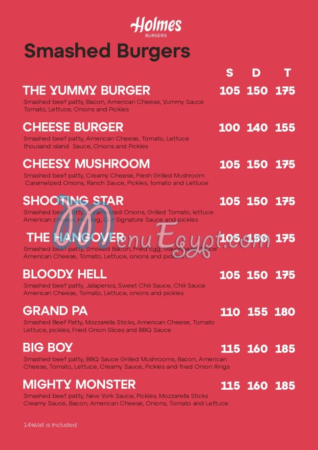 Holmes Burger menu 1