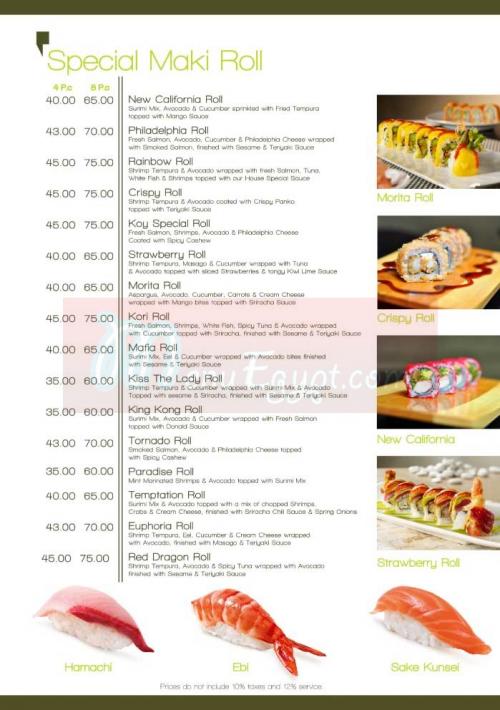 KOY Lounge & Restaurant menu 11