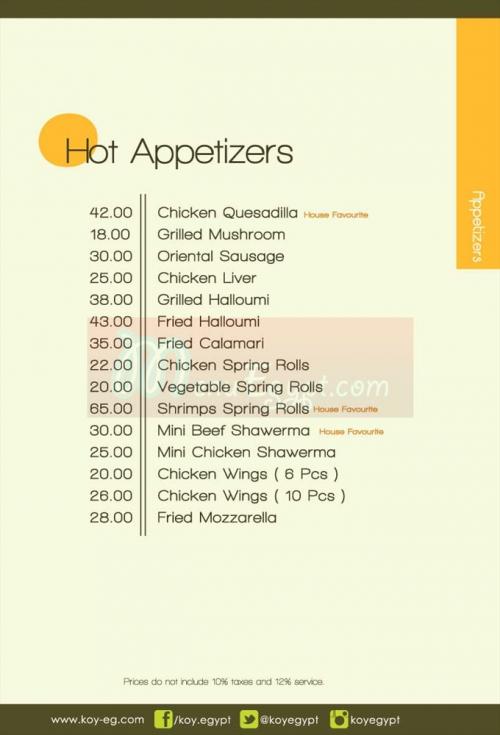 KOY Lounge & Restaurant menu 5