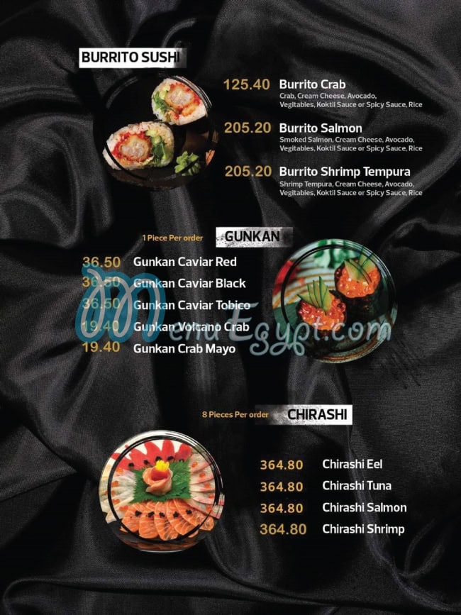 KYOTO SUSHI menu page 15 - prices