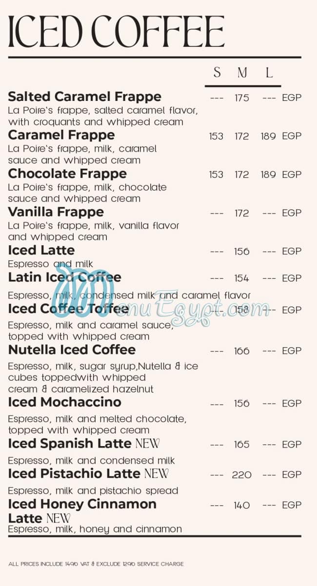 La Poire Cafe Cafe menu 13