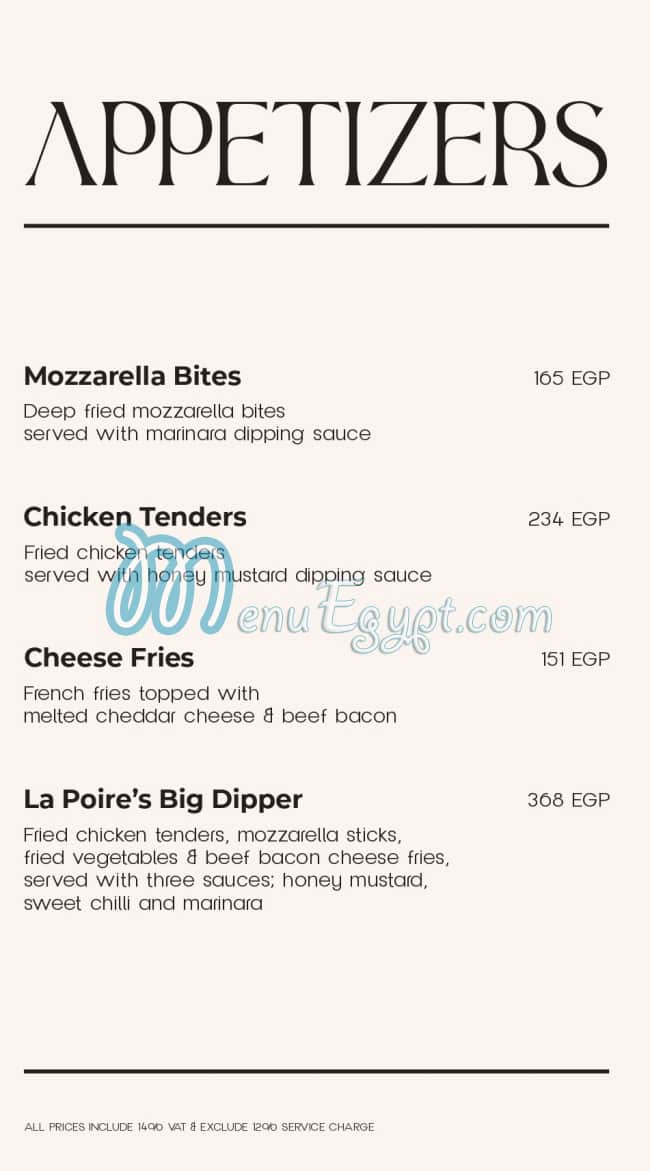 La Poire menu 4