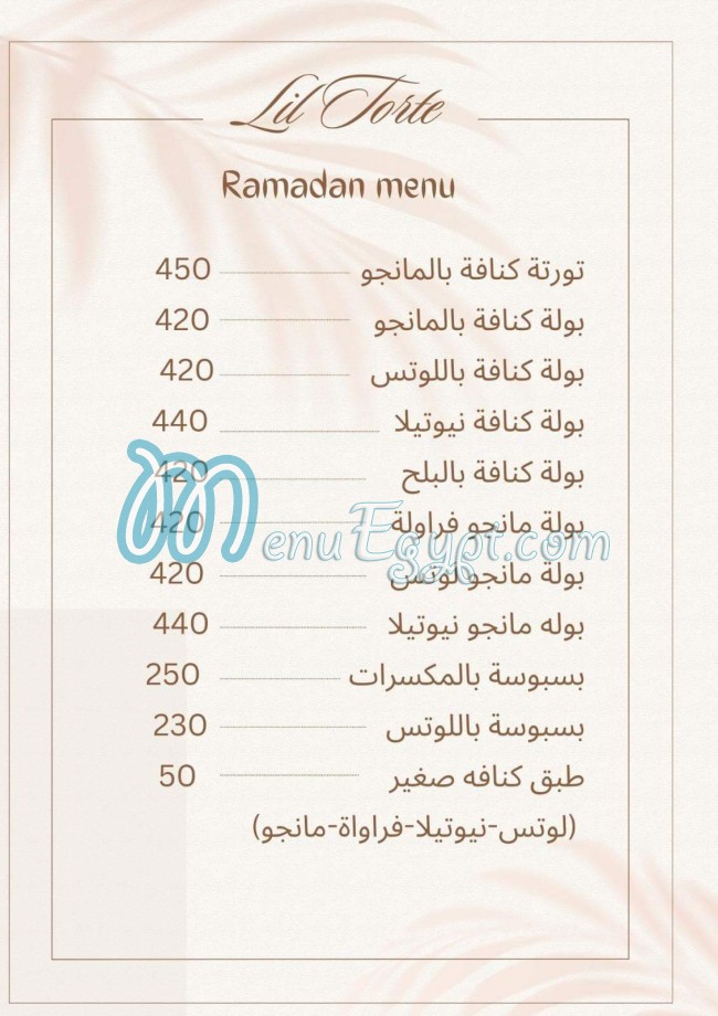 Lil Torte menu 1
