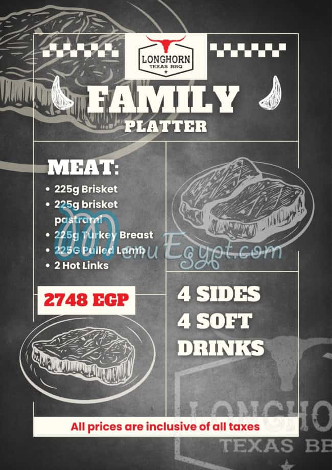 Longhorn Texas BBQ menu page 11 - prices