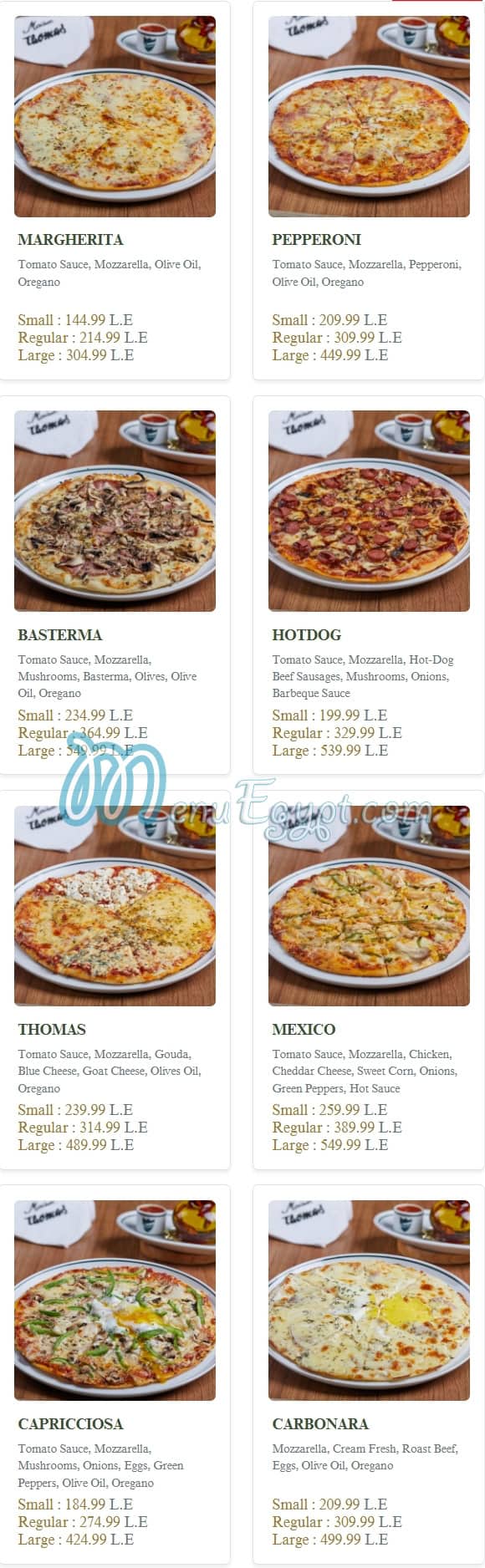 Maison Thomas menu 1