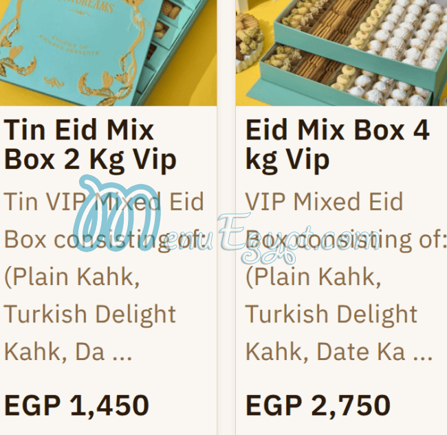 Nola Cupcakes menu page 5 - prices