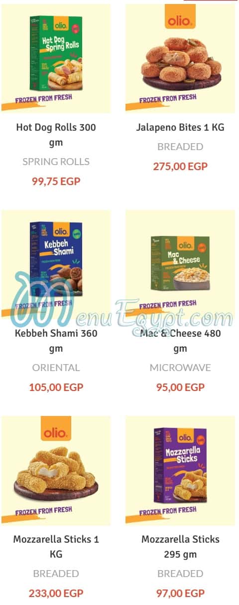 Olio Food products menu 4