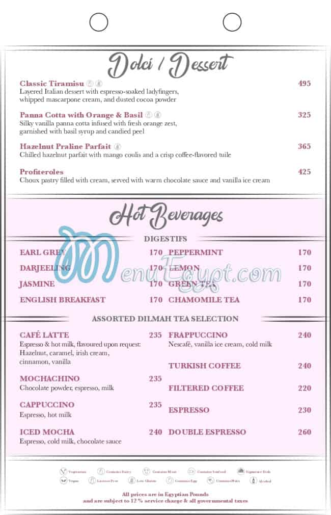 Pane Vino menu page 5 - prices