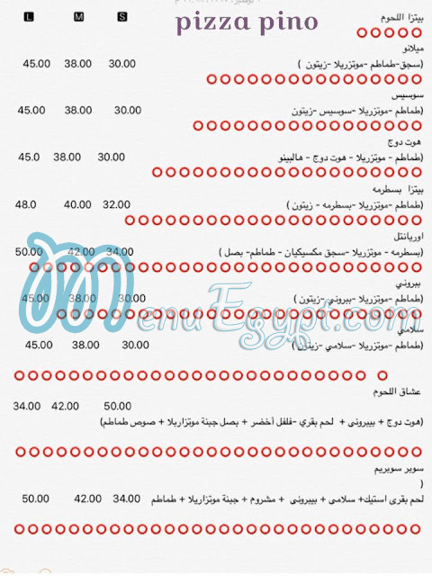 Pizza Pino Tanta menu 1