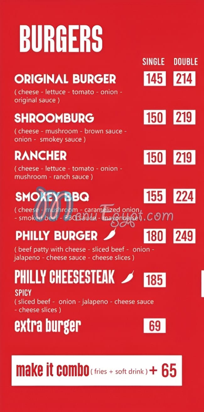Sizzle burger menu 1