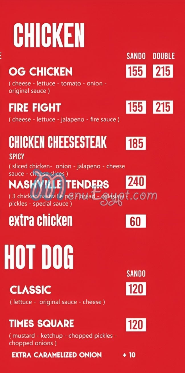 Sizzle burger menu 2