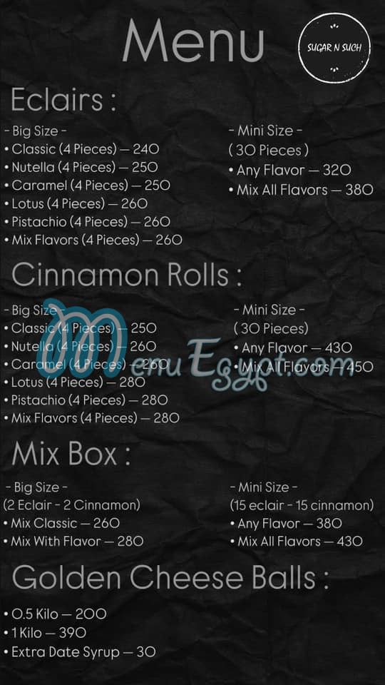 Sugar N Such menu 1