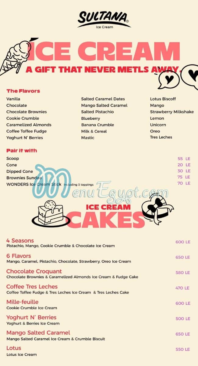 Sultana menu 2