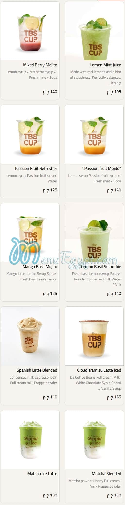 TBS-The Bakery Shop Food products menu page 12 - prices