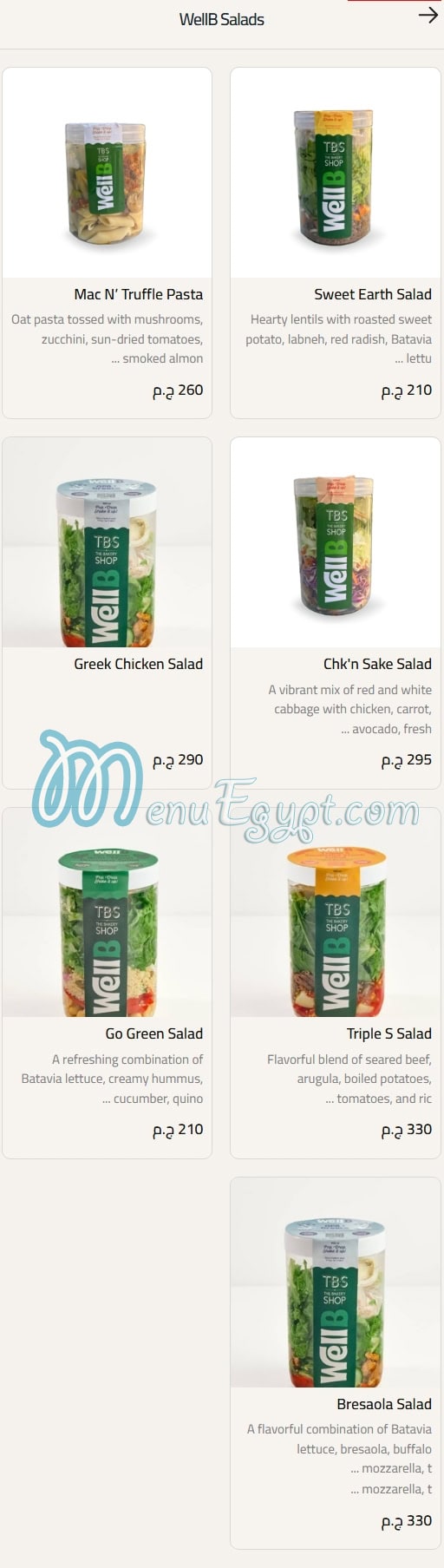 TBS-The Bakery Shop Food products menu page 9 - prices