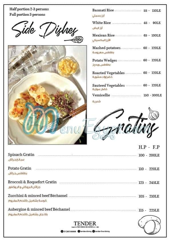 Tender fine dining menu 1