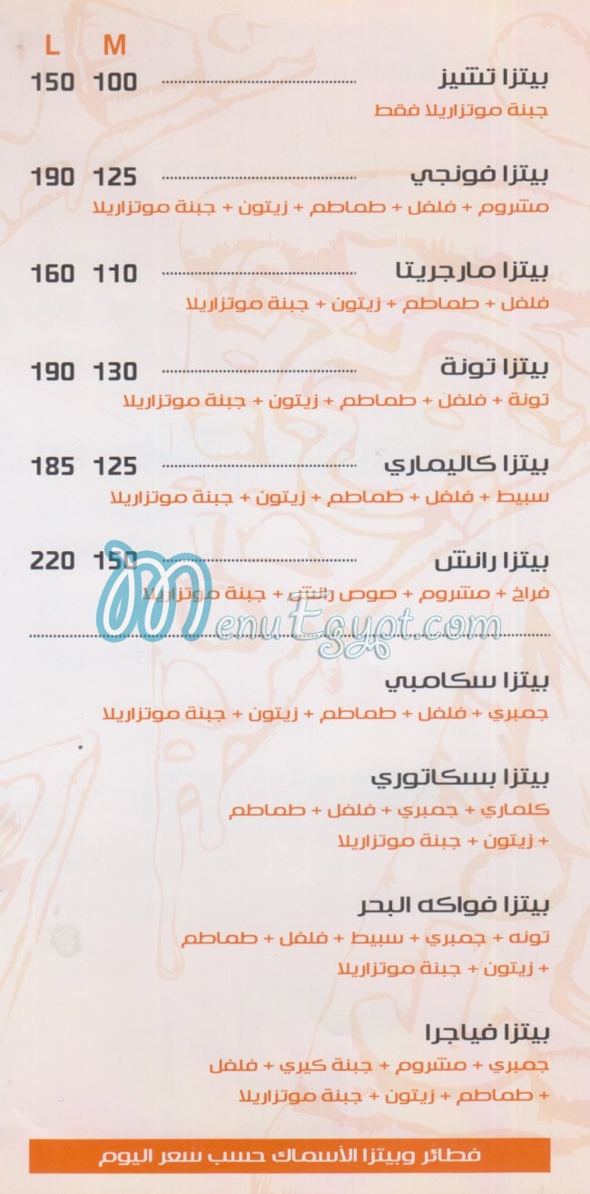 Test New Pizza menu 2