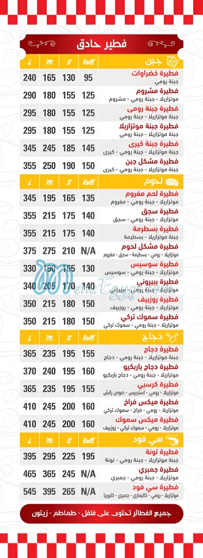 Testybesty menu page 1 - prices