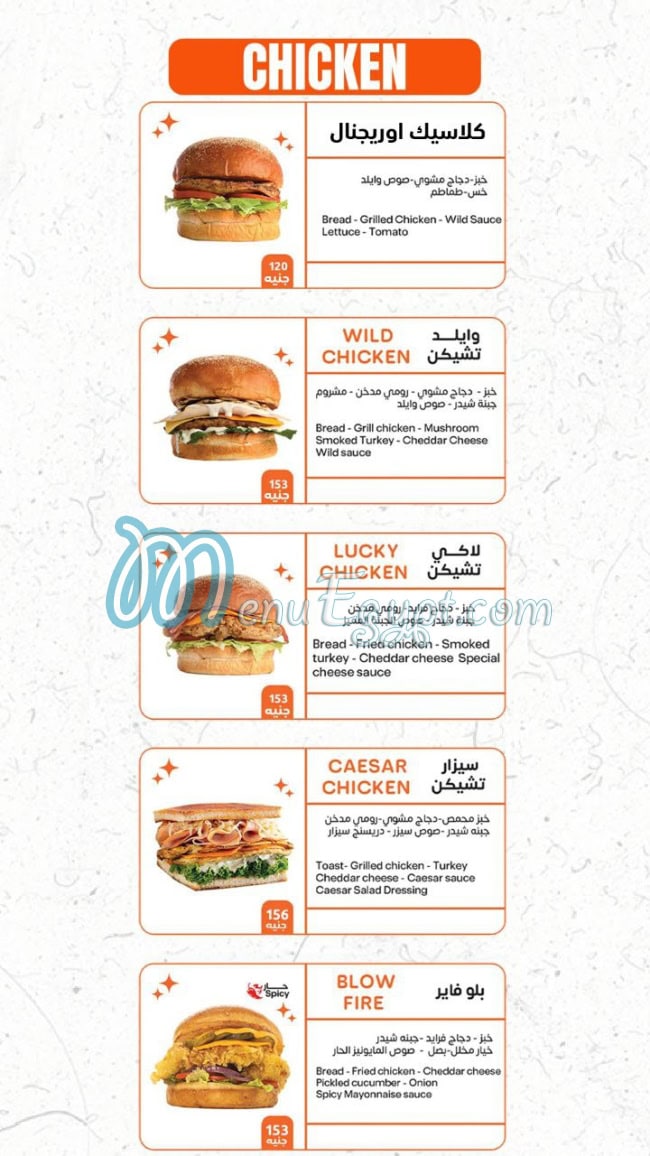 Wild Burger menu 1